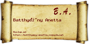Batthyány Anetta névjegykártya